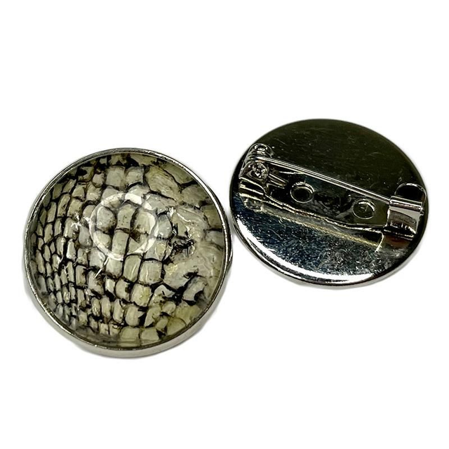 Cabochon Brosche 2cm und 2,5cm mit Zander-Leder hell