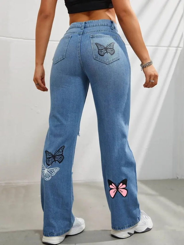 Women's High-Waisted Straight-Leg Jeans