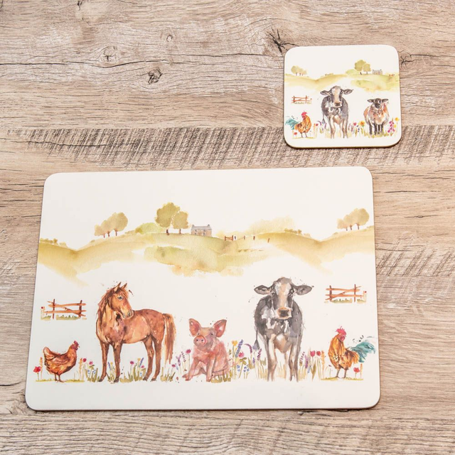 Farmyard Collection - Place Mat and Coaster Set of four