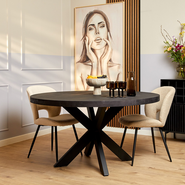 Eettafel Denver rond 130 cm zwart 