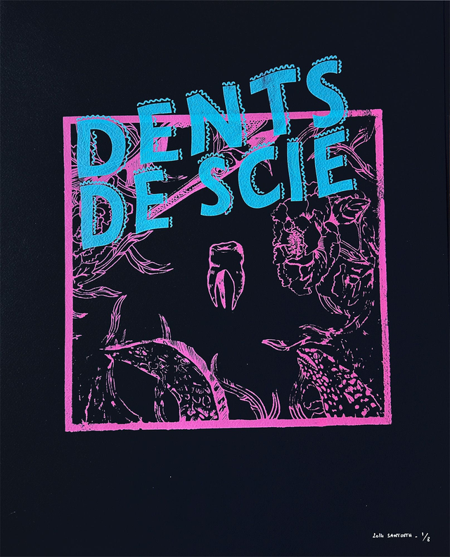 Dents de Scie® Sawtooth Affiche Sérigraphie sur papier noir