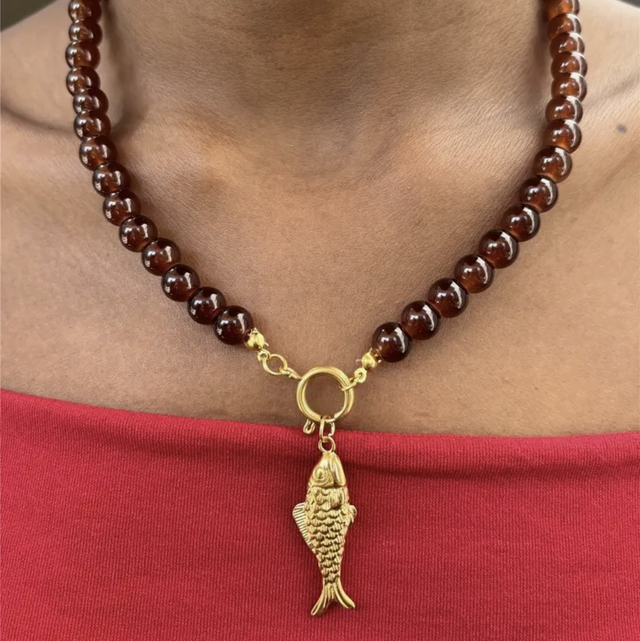 Golden Catch - necklace with gold fish charm