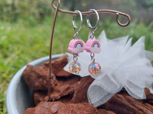 Boucle d'oreille pendante Pierre &amp; Perle