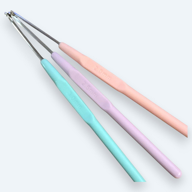 Häkelnadel-Set 3-teilig (2.0/2.5/3.0 mm) mit Griff