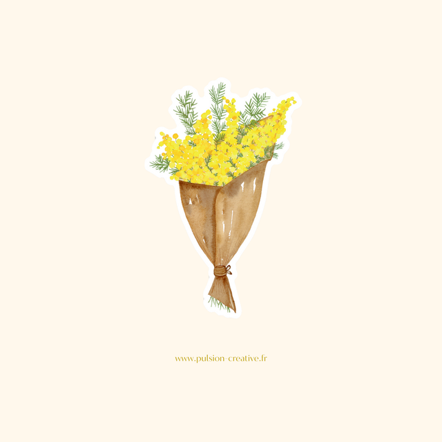 Sticker vinyle Bouquet de mimosa
