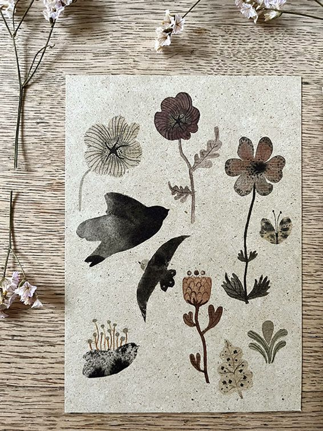 Nature collage postcard