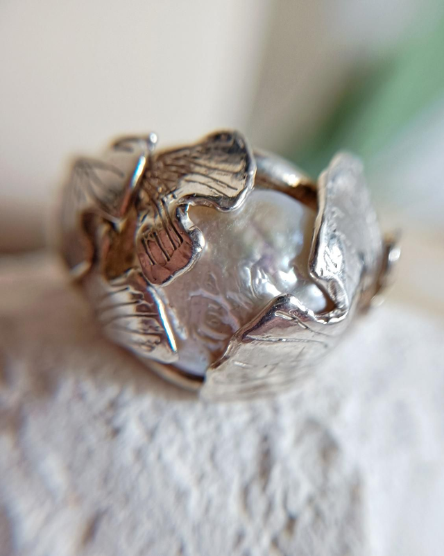 Anello Gingko e Perla