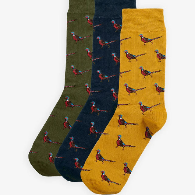 Barbour Pheasant Socks Gift Set Forest Mist