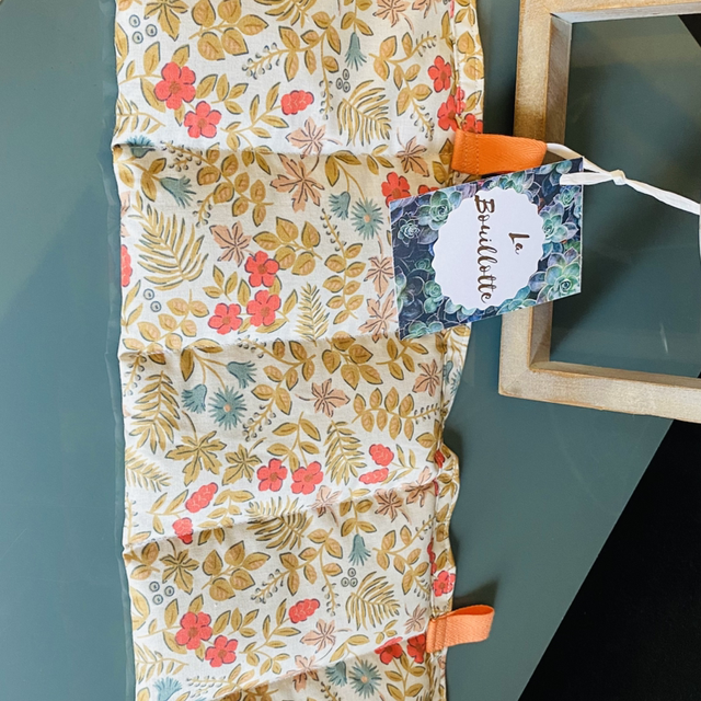 Bouillotte en graines de lin bio - longue 15x56 cm - Tissu bleu uni