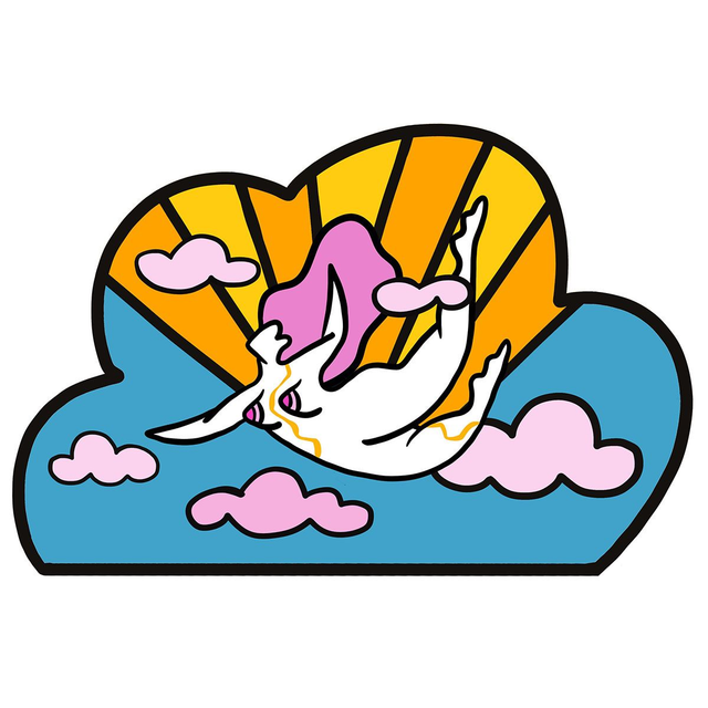 Flying high colourful mirror effect sticker