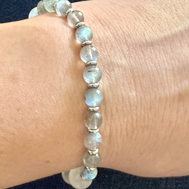 Bracelet Pierre de Lune Bleutée "A" et Labradorite "A"