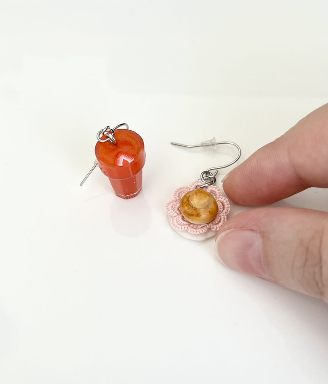 Orecchini Granita Fragola e Brioche con il tuppo 