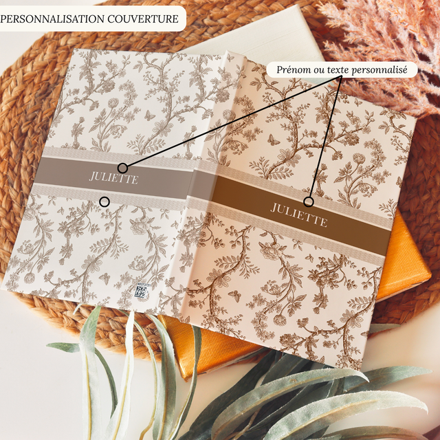 Carnet personnalisé motif toile de Jouy