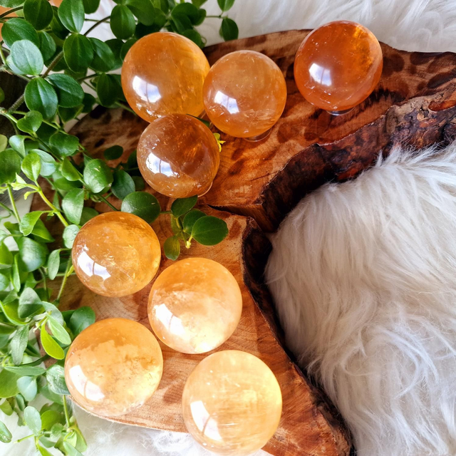 Honey Calcite Spheres 