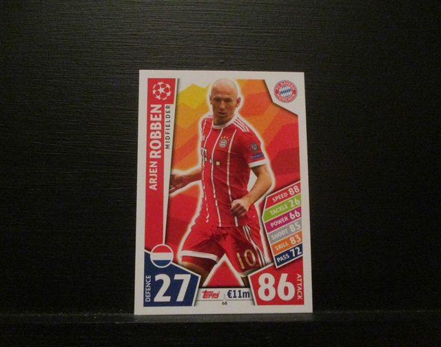 Arjen Robben - UEFA Champions League Match Attax 2017/18 Original Trading Card #68