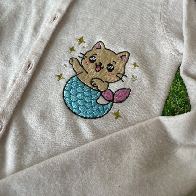 fichier broderie ChatSirène - 2 Tailles / 12 Formats