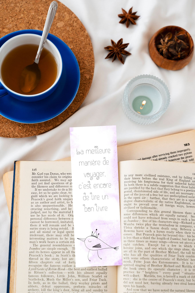 Marque-pages illustré - Lire un bon livre