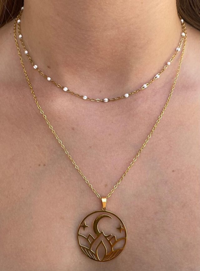 Collier double Moon doré 