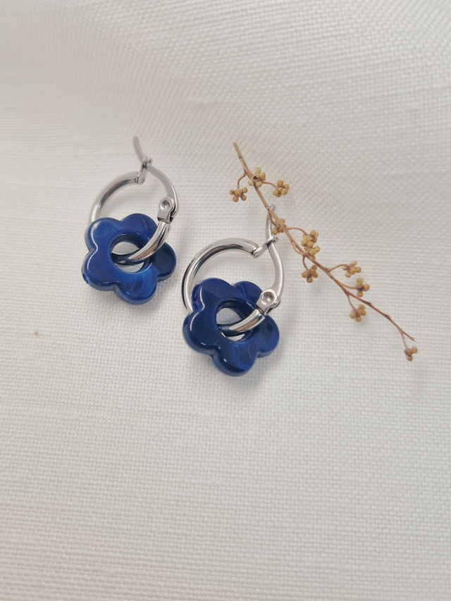 Boucles d'oreilles "Marguerite" - bleu Saphir