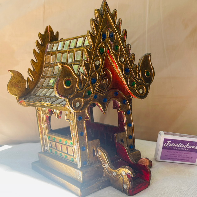 Buddha Schrein Holz Tempel Vogelhäuschen