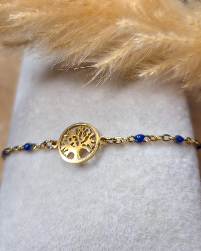 Bracelet "Arbre de vie" - Modèle doré et bleu