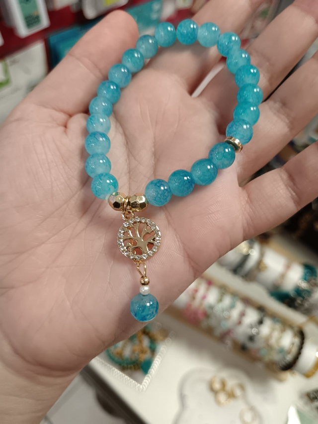 Bracelet perle bleu arbre de vie