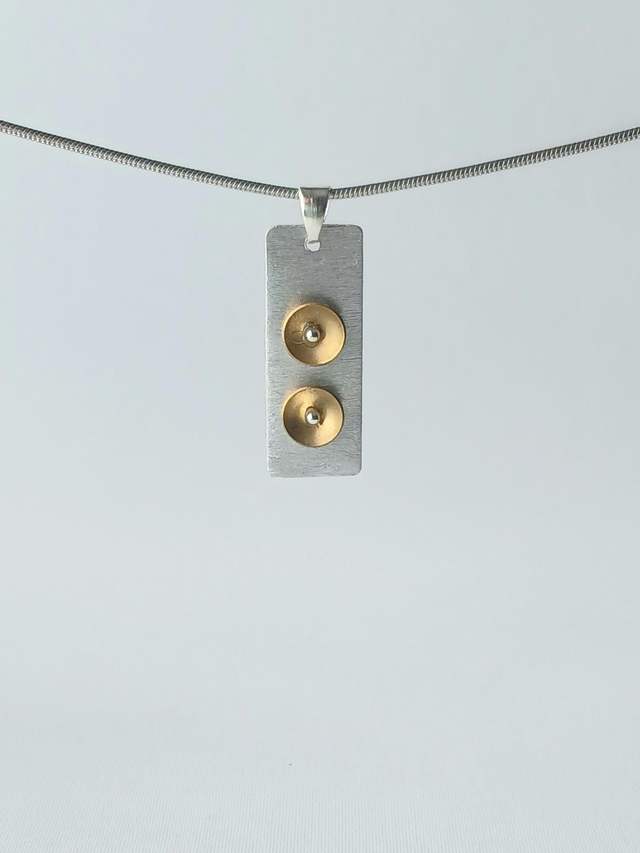 Two Tone Square and Dome with Ball Necklace