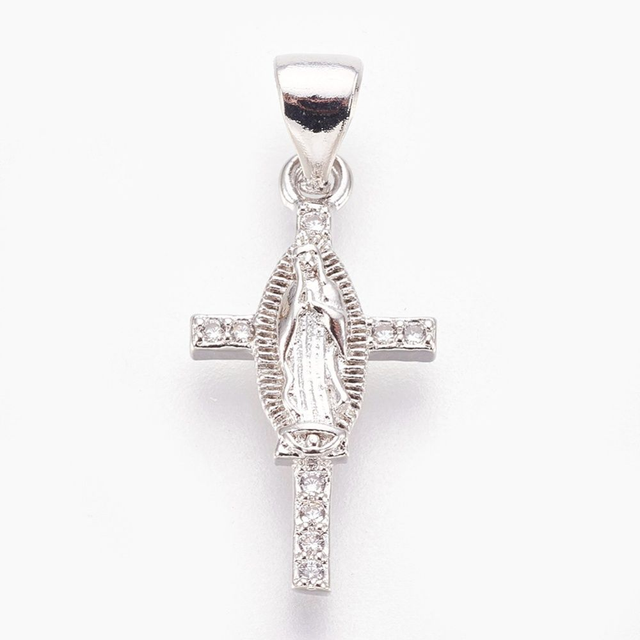 Pendentif Croix Divine Guadalupe Argenté