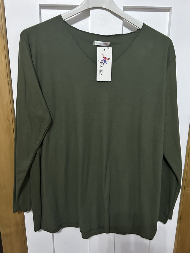 LMF - Green Fleece with V Neck Top - 388
