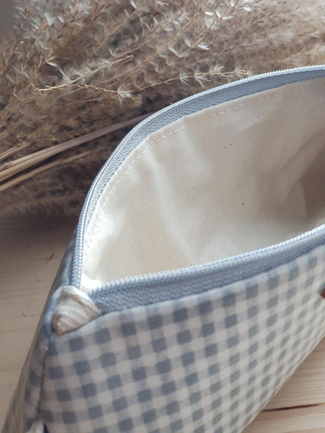 Trousse Polyvalente en Coton Enduit | Vichy Bleu Gris