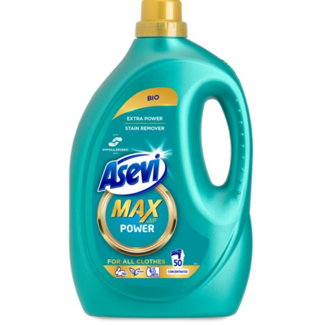 Asevi Laundry Detergent Wash Gel Max POWER Bio Hypoallergenic 50 Wash 
