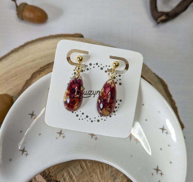 Pendientes gota con rosas 