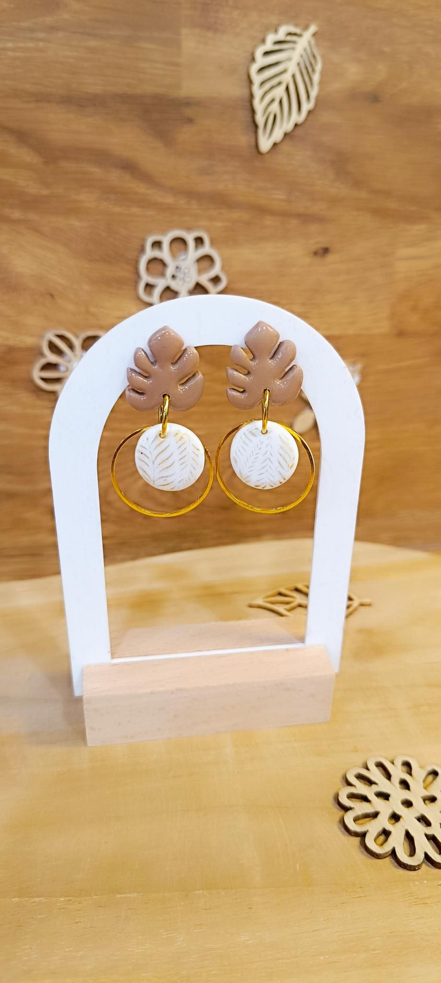 Boucles d'oreilles - mini monstera