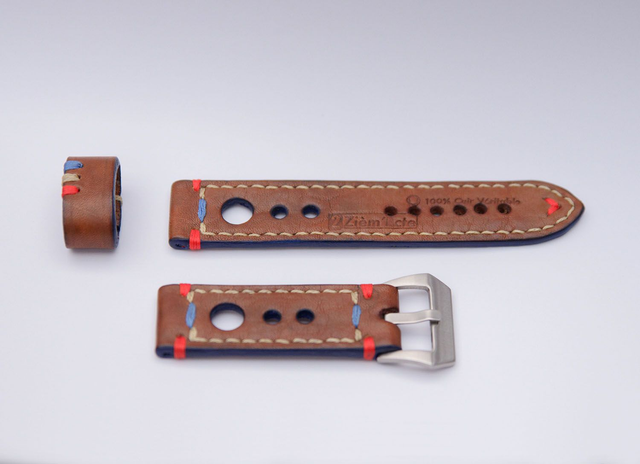 Bracelet de montre cuir maroquinerie, réalisation artisanale créateur (HandMade)