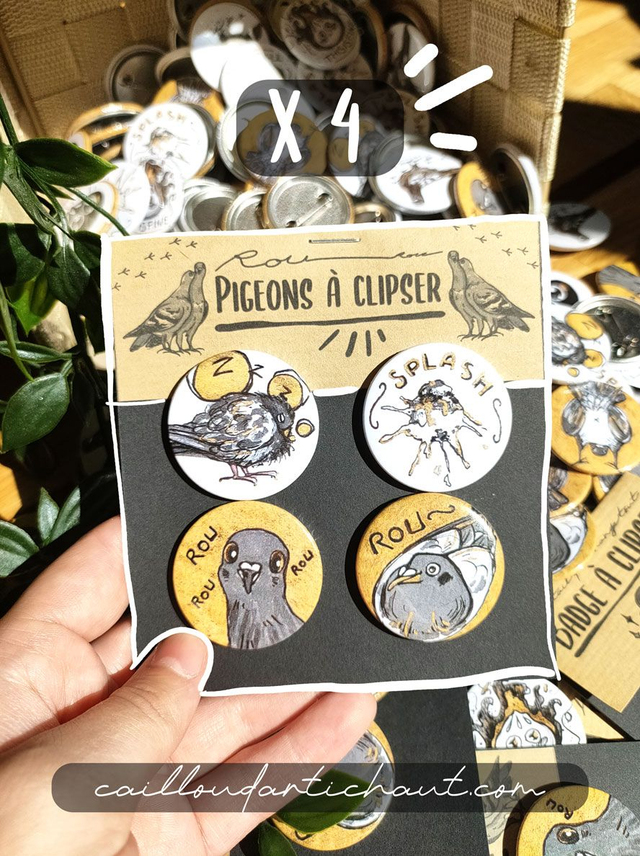 Badges pigeons X4