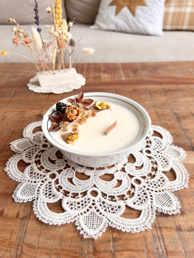 ✨ Bougie Sucre d&#039;orge - petit bol &quot;liseré doré&quot;