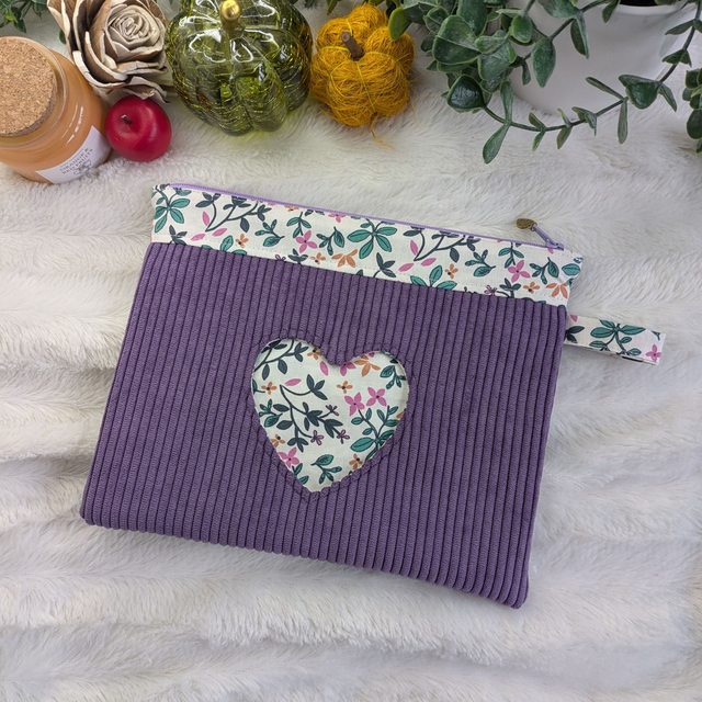 Trousse plate Petit Cœur - Violette