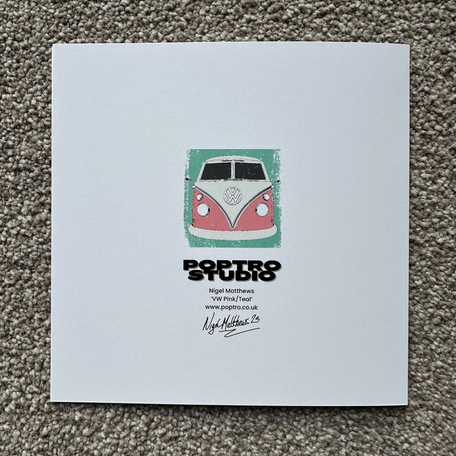 VW Camper Van distressed - Single Square Greetings Card, White Envelope, Blank Inside, Recyclable Wrap, Professionally Printed.
