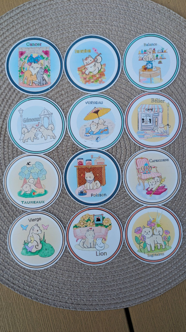 Lot de stickers astro chien