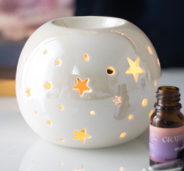 Brûleur boule étoile blanc irisé