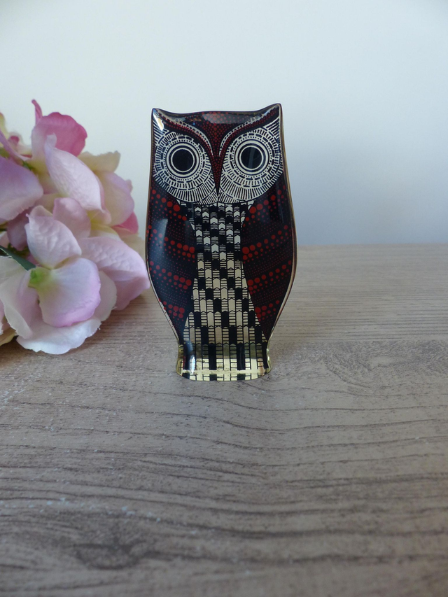 Vintage Abraham Palatnik Sculpture Figurine Hibou Oiseau Orange et Noir Lucite Op Art