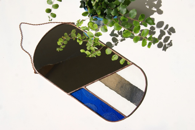 Miroir Origine ● Modèle bleu saphir gravé
