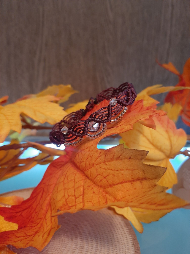 BRACELET MACRAME AUBERGINE