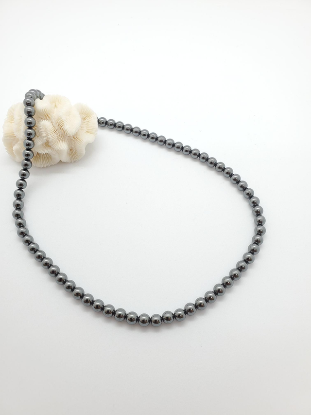 Collier perlé hématite 
