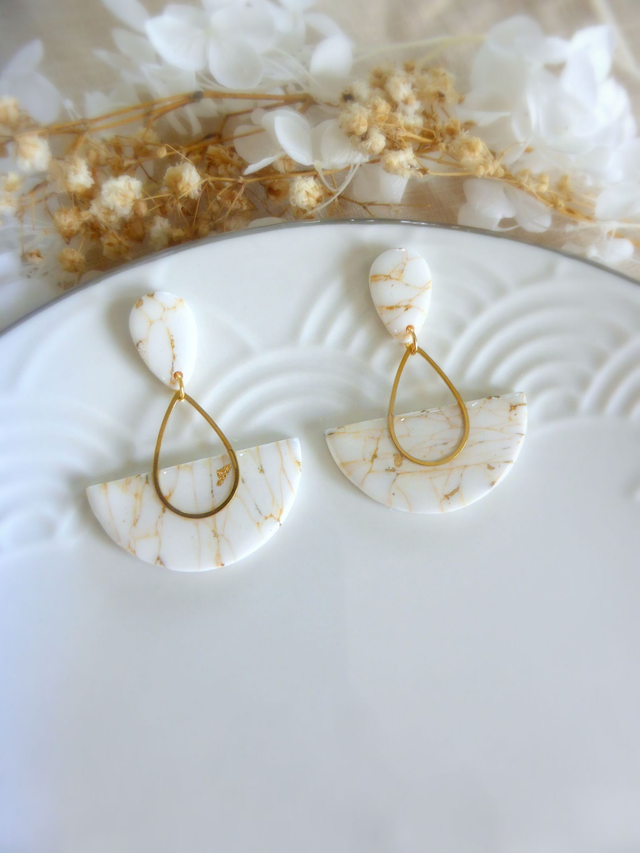 Boucles d&#039;oreilles demi-cercles - Crème d&#039;or