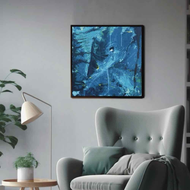 Peur de l’inconnu,50x50x3cm, Peinture de Eva Chesneau, sur bois, bords peints, prêt à être accroché, sans cadre