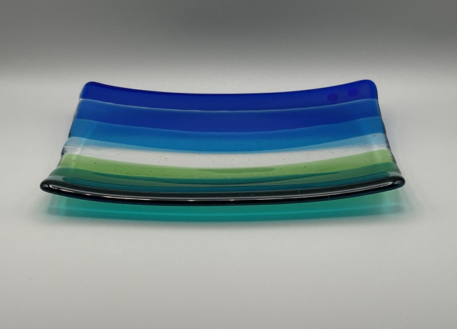 Blue, Green Stripped Decorative DIsh