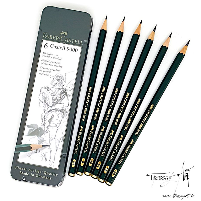 FABER CASTELL - CRAYONS GRAPHITE CASTELL 9000 PAR 6 METAL - FB067