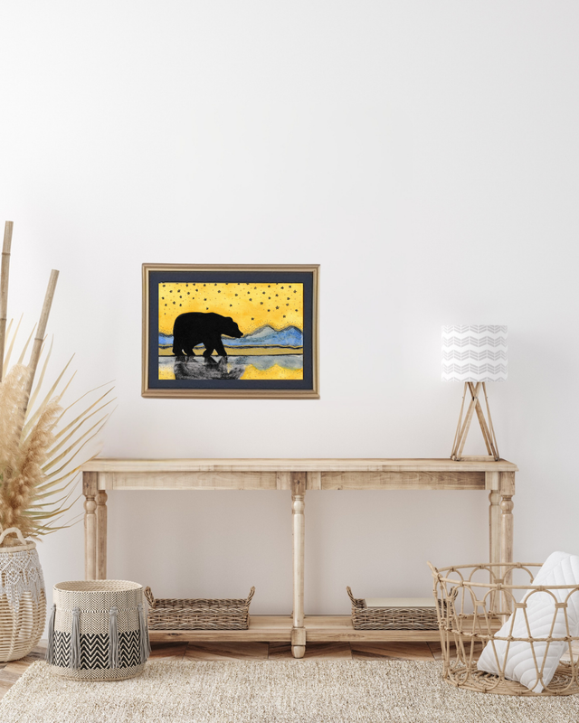 Ours doré - Illustration encadrée de Mélanie Laval ©