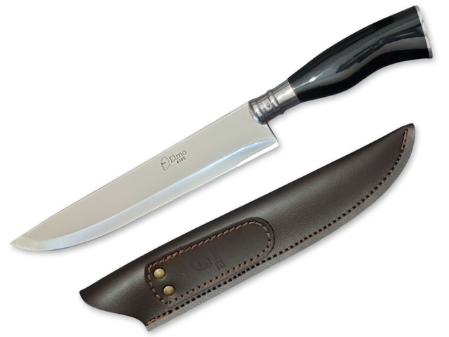 Faca Churrasco Elmo Aço Inox Cabo Resina Tipo Chifre 8 Pol